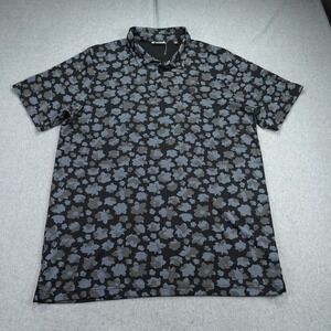 Travis Mathew Polo Shirt Mens XXL Black Floral Print Short Sleeve Golf